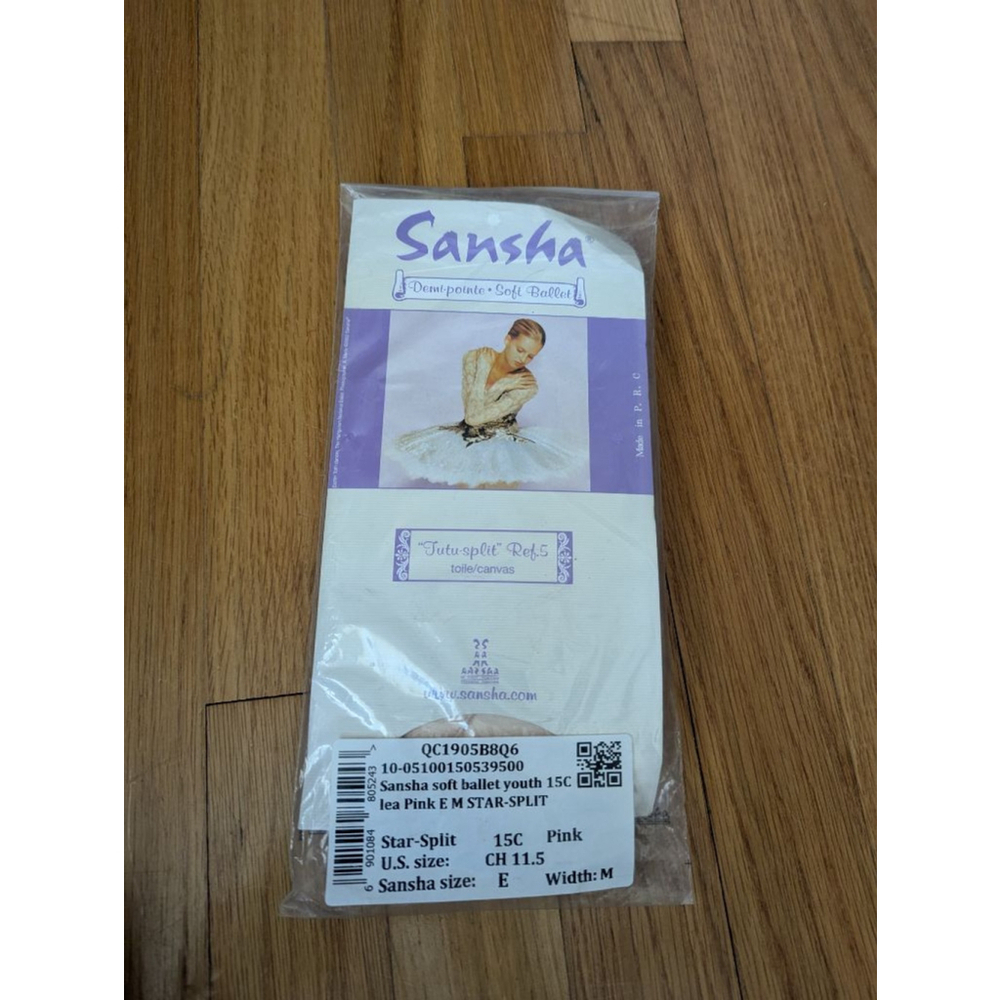 Sansha Star Split Ballet Shoes Pink Canvas Youth 11.5